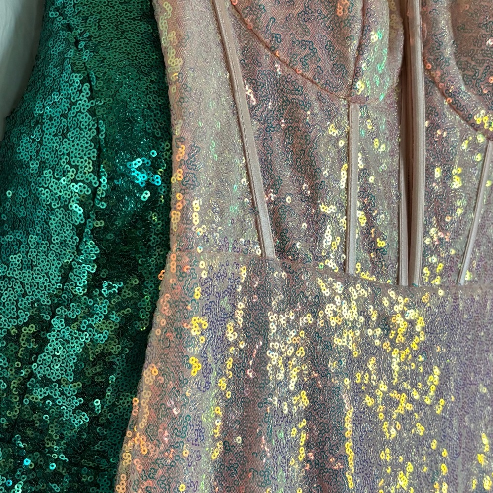 Sherri Hill Pink Glitter Prom Dress - Picture 5 of 5